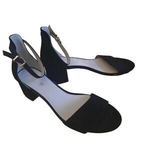 Free People Womens Black Block Heel Ankle Strap Open Toe Heels Size 9